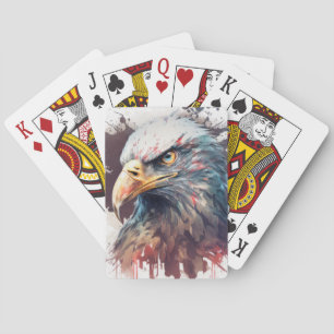 Eagle Portrait Animal Painting Wildlife Outdoors Playing Cards