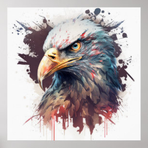 Eagle Portrait Animal Painting Wildlife Outdoors  Poster