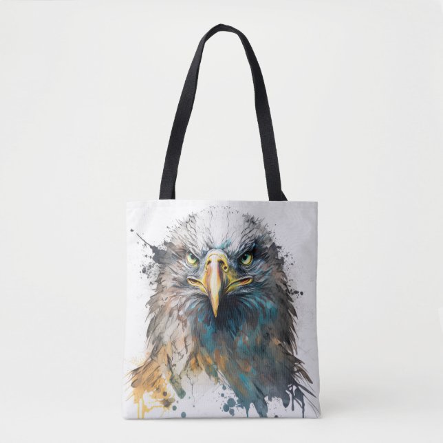 Eagle Portrait Animal Painting Wildlife Outdoors  Tote Bag (Front)