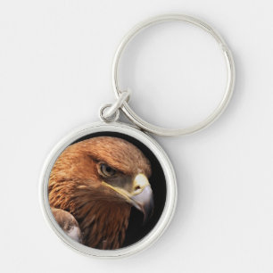 Eagle portrait isolated on black key ring