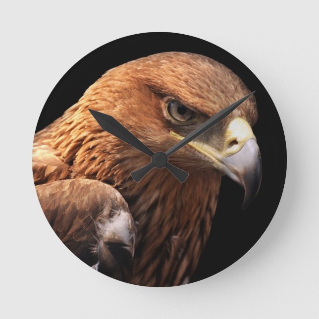 Eagle portrait isolated on black round clock (Front)
