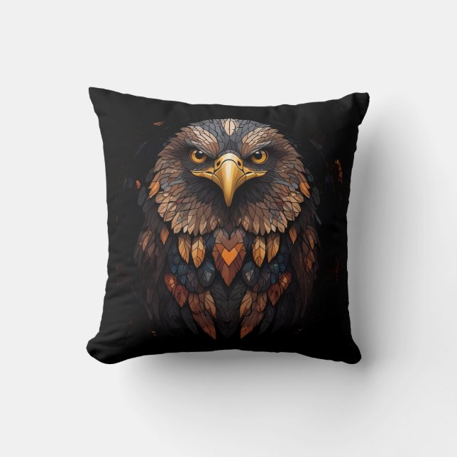 Eagle portrait on a black background  cushion (Front)