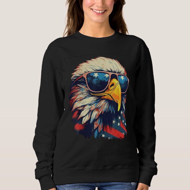 Eagle Proud Patriotic American US Flag 4th Of July Sweatshirt (Front)