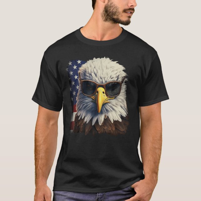 Eagle Proud Patriotic American US Flag 4th Of July T-Shirt (Front)