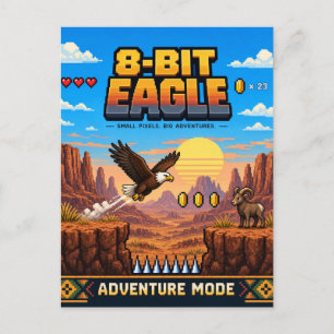 Eagle, Retro 8-Bit Pixel Art Postcard