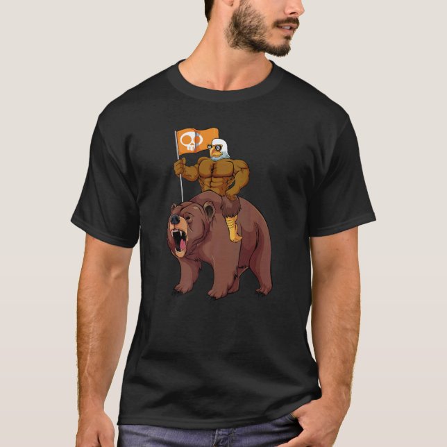 Eagle Riding Bear Lazy Halloween Costume Animal Sk T-Shirt (Front)