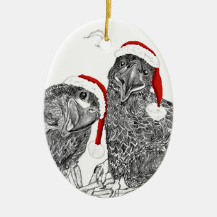 Eagle Santa Ornament E15 +E16 Siblings On Nest
