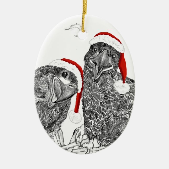 Eagle Santa Ornament E15 +E16 Siblings On Nest (Front)