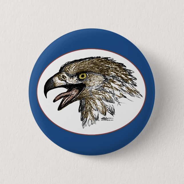 Eagle Screaming 6 Cm Round Badge (Front)