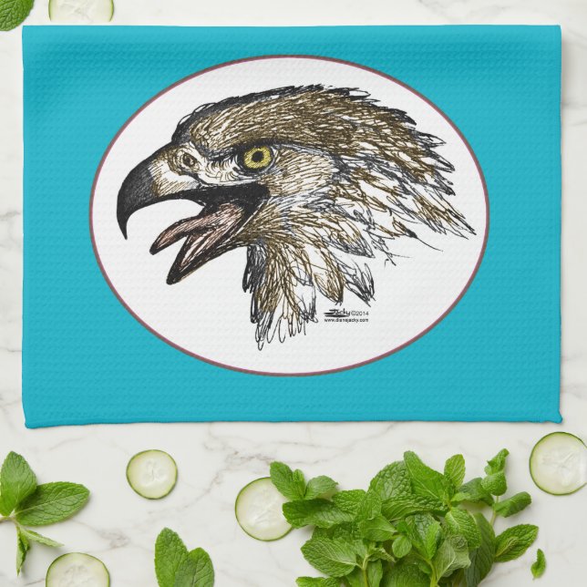 Eagle Screaming Tea Towel (Folded)