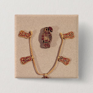 Eagle-shaped brooch and a necklace 15 cm square badge