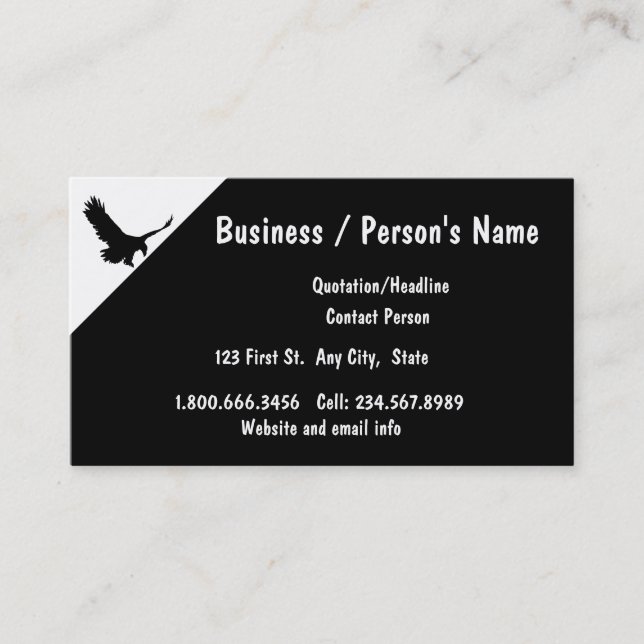 Eagle Silhouette Bird Nature Animal Custom Busines Business Card (Front)