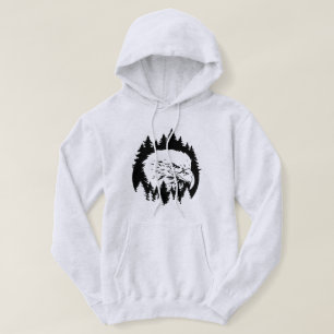 Eagle Silhouette Overlooking Dense Forestry Hoodie