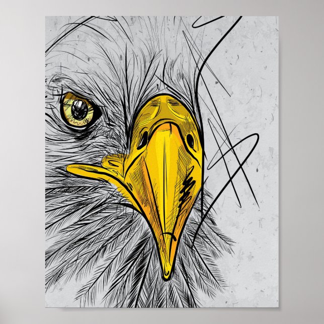 Eagle Sketch Face Wall Art (Front)