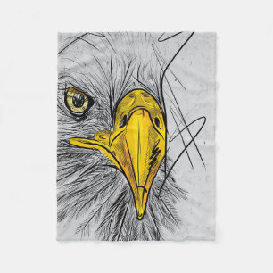 Eagle Sketch Face Wall Art Fleece Blanket