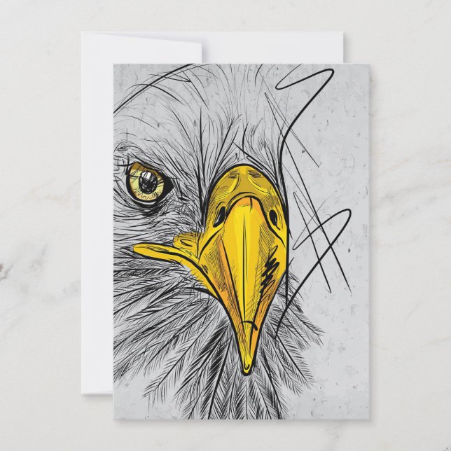 Eagle Sketch Face Wall Art Invitation (Front)