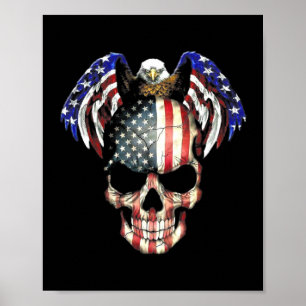 Eagle Skull American Flag  Poster