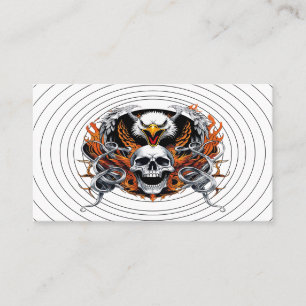 Eagle Skull Flame Emblem with Bold Metal Detail Business Card