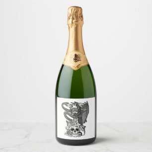 Eagle, Snake and Skull - Black and White Sparkling Wine Label