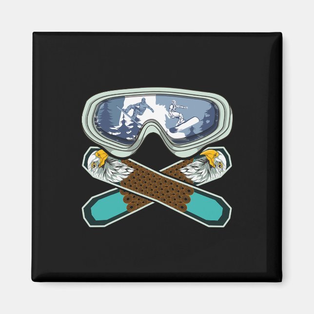 Eagle Snowboarder Snowboarding Goggles Retro Snowb Magnet (Front)