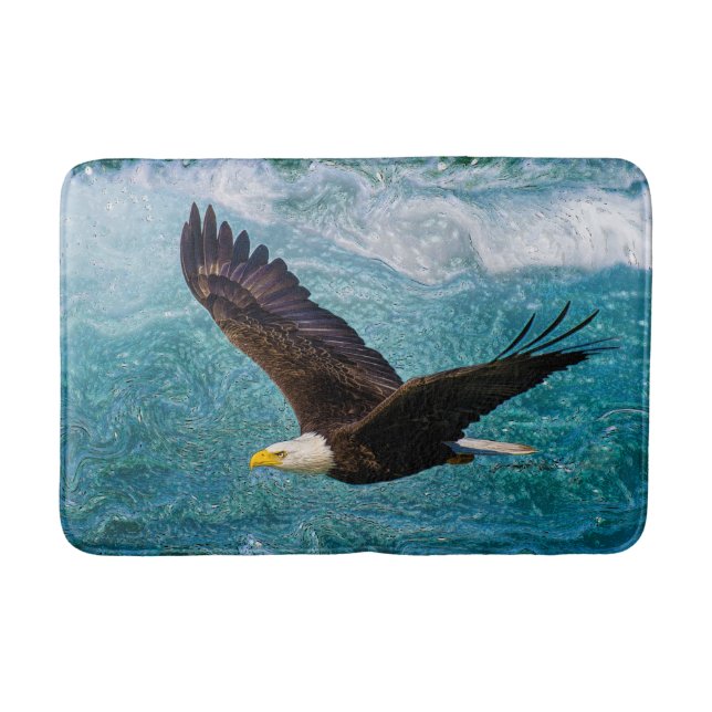 Eagle Soaring Above the Storm Bath Mat (Front)