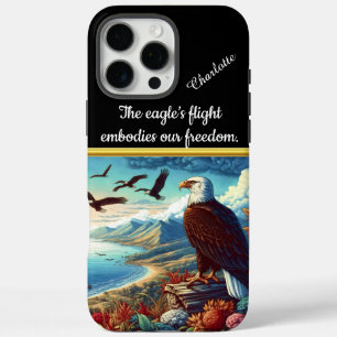 Eagle soaring over coastal sunset iPhone 16 pro max case