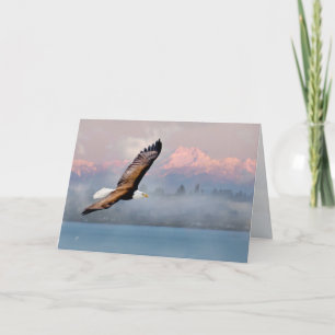 Eagle Soaring Over Mountains All Occasion Blank Holiday Card