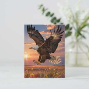 Eagle Soaring Sunset Postcard