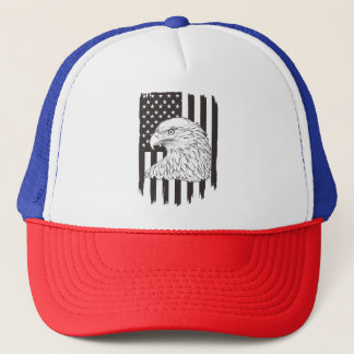 Eagle Soaring With American Flag Trucker Hat