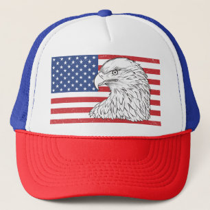 Eagle Soaring With American Flag Trucker Hat