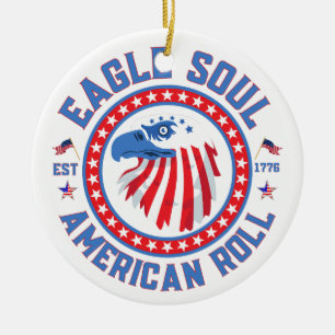 Eagle Soul American Roll 4th of July Celebration Ceramic Ornament