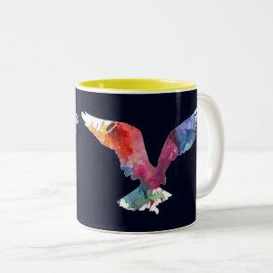 Eagle Spirit Animal Bird. Totem. Watercolor Art Two-Tone Coffee Mug