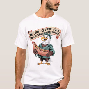Eagle Statue Hot Dog 4th of July Humour T-Shirt