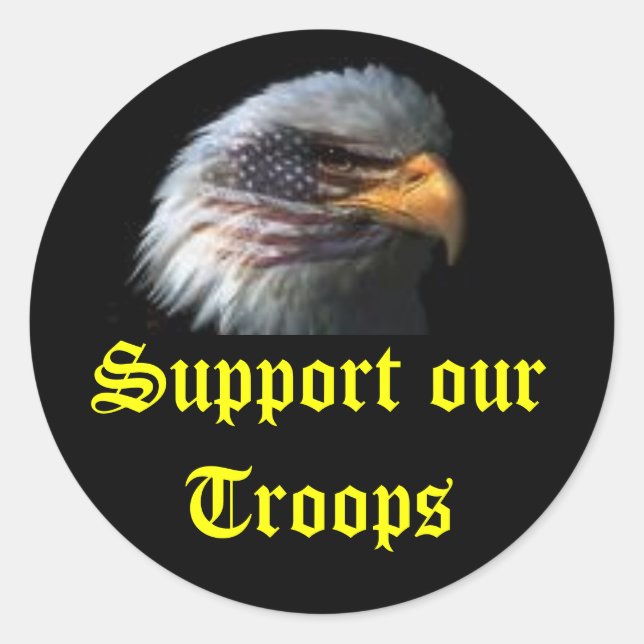 eagle, Support our Troops Classic Round Sticker (Front)