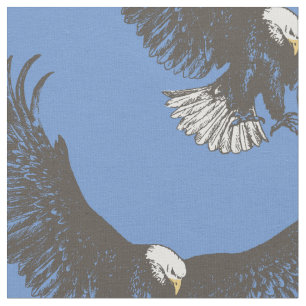 Eagle swooping inked drawing art fabric