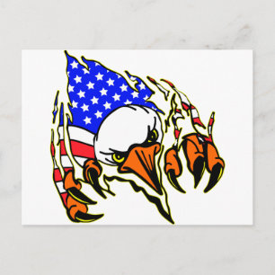 Eagle Tearout W/ American Flag Tattoo Postcard