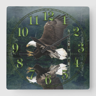 Eagle, Totem Pole & Forest Fantasy Art Clock