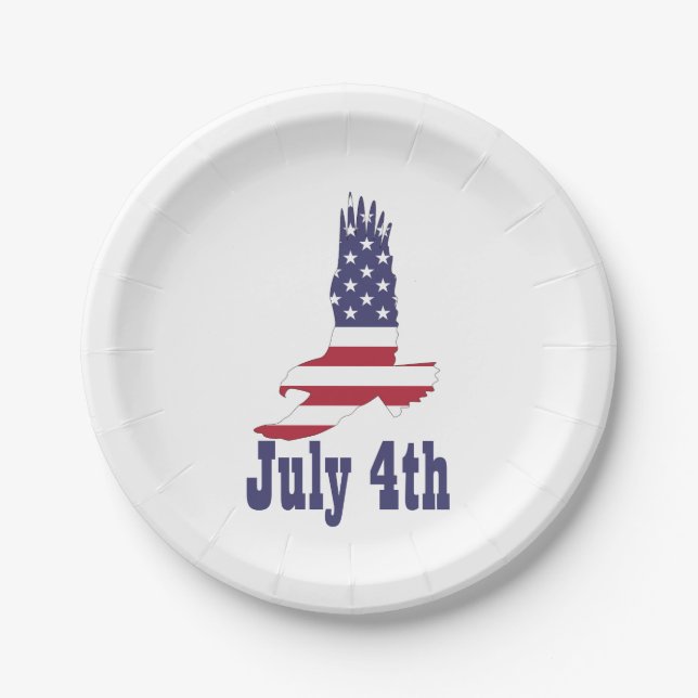 Eagle, USA Flag, July 4th Paper Plates (Front)