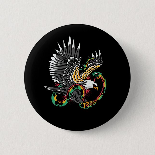 Eagle vs Snake Tattoo Design 6 Cm Round Badge (Front)