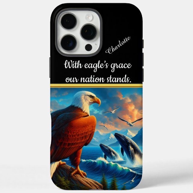 Eagle watches whales breach at sunset Case-Mate iPhone case (Back)
