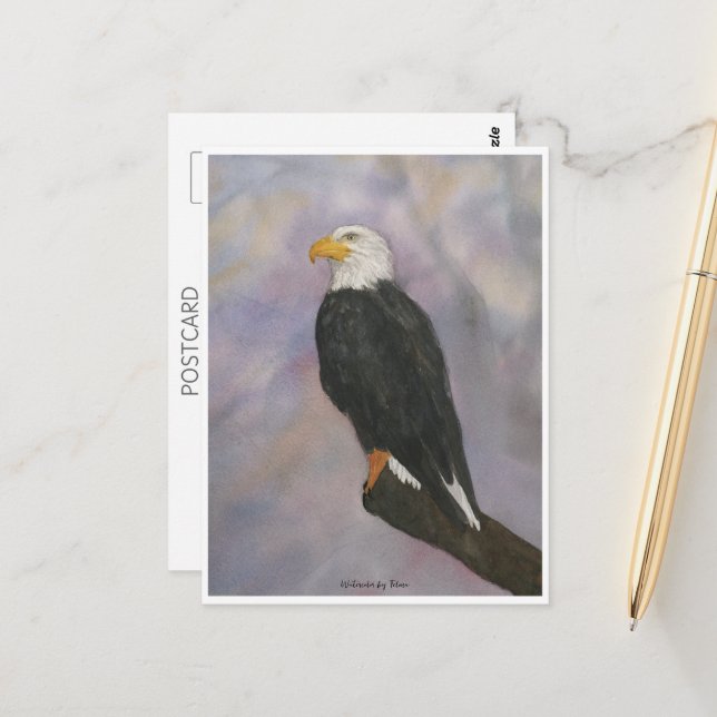 Eagle Watercolor Postcard (Front/Back In Situ)