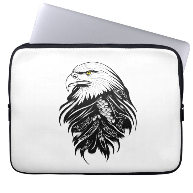 Eagle Wild Animal Nature Illustration Art Tattoo Laptop Sleeve (Front)