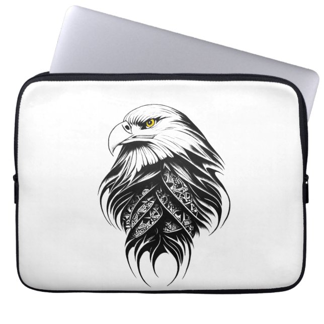 Eagle Wild Animal Nature Illustration Art Tattoo Laptop Sleeve (Front)