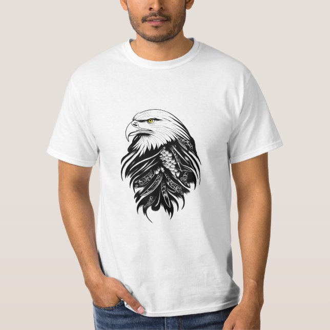 Eagle Wild Animal Nature Illustration Art Tattoo T-Shirt (Front)