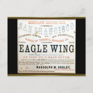 Eagle wing Clipper Sailing Postcard