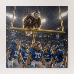 Eagle with a Football on a Goalpost with Lions Jigsaw Puzzle