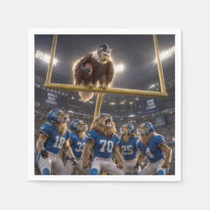 Eagle with a Football on a Goalpost with Lions Napkin
