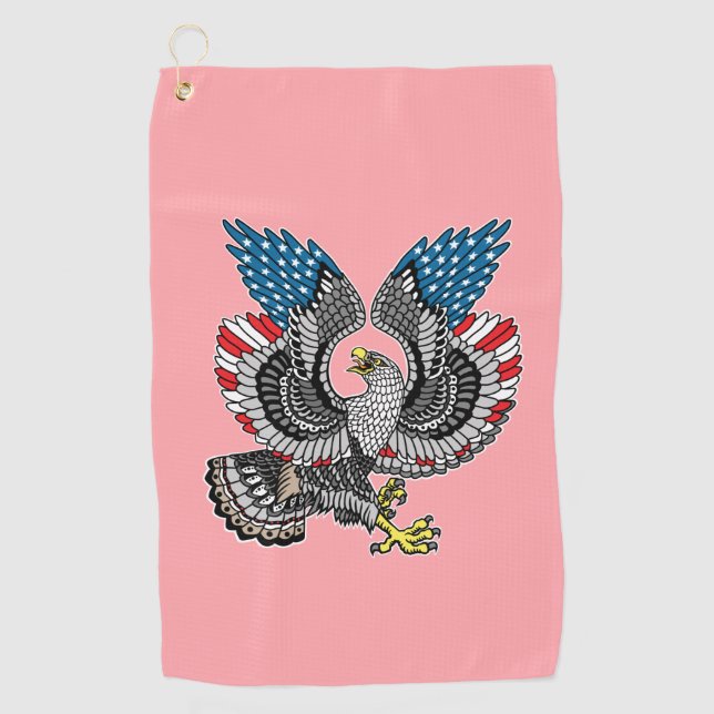 Eagle with American flag colour Golf Towel (Front)