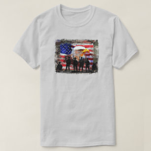 Eagle With American Flag & Soldiers T-Shirt