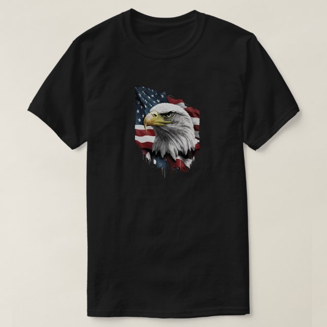 Eagle With American Flag T-Shirt (Design Front)